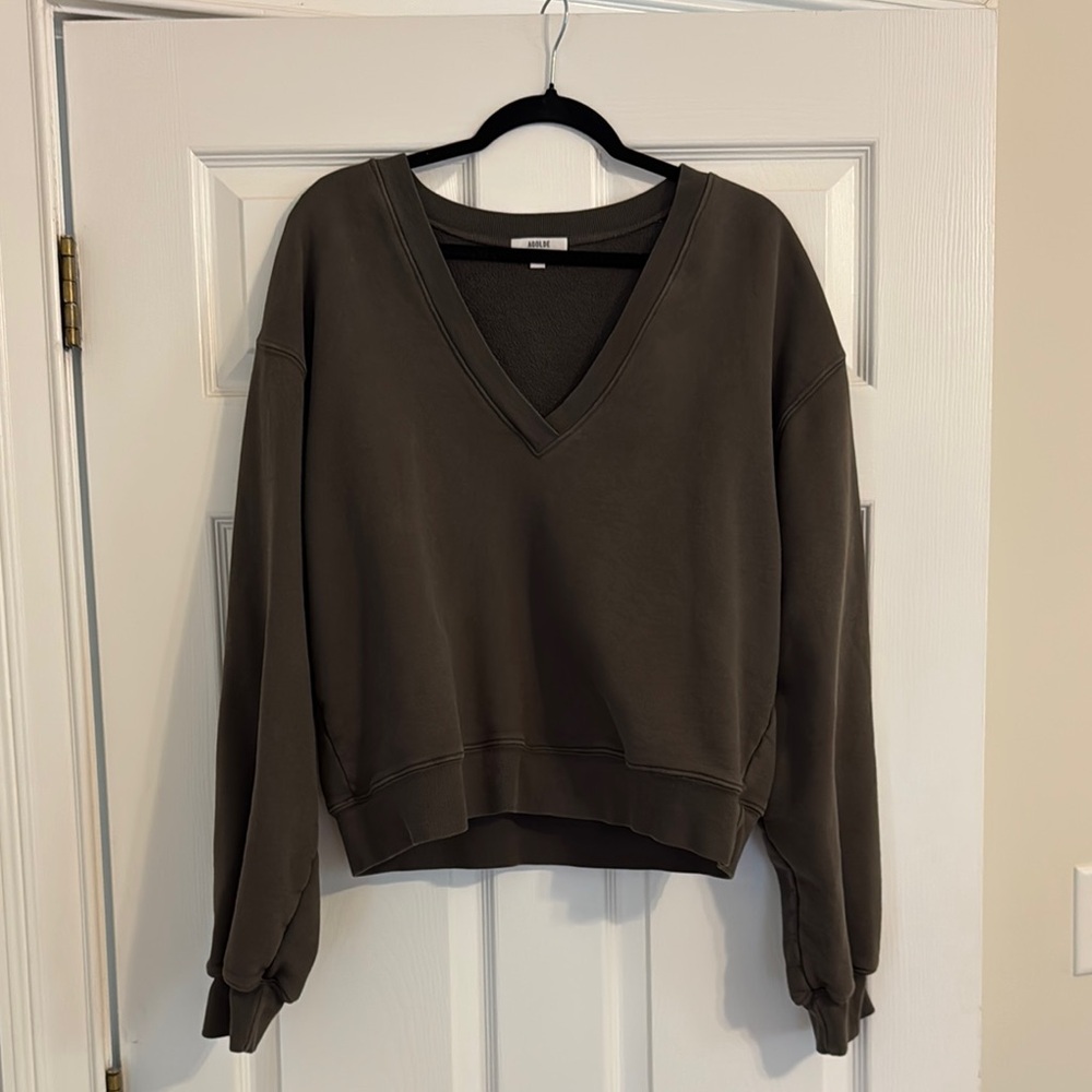 Agolde V-Neck Balloon Sleeve Sweatshirt